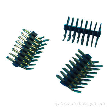 Pin Header with Dual Row, Right Angle Type and Single Insulator